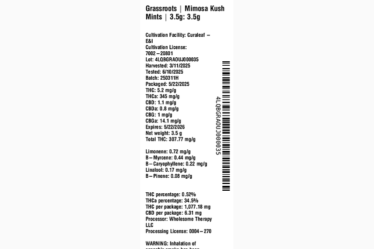 Mimosa Kush Mints by Grassroots
